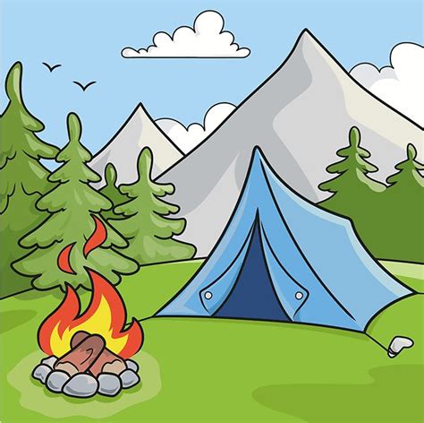 How to Draw a Cute Girl Scout (Easy) I Camping Scene Tutorial.